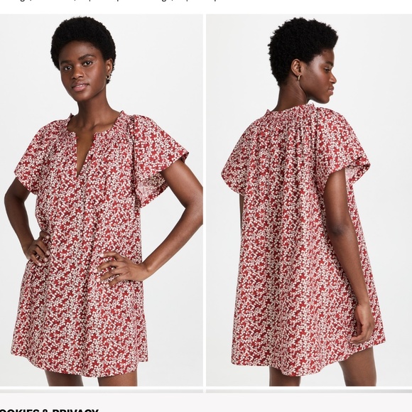 Apiece Apart Deia Mini Dress  Deia Mini Dress Medium White Red Floral cotton - Picture 1 of 11